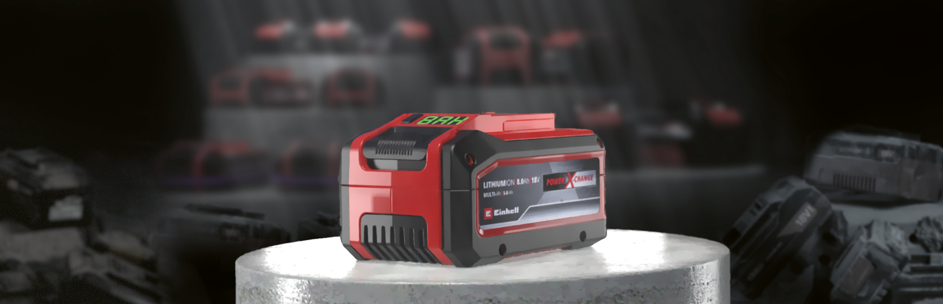 Illustration av ett Einhell originalbatteri och falska batterier