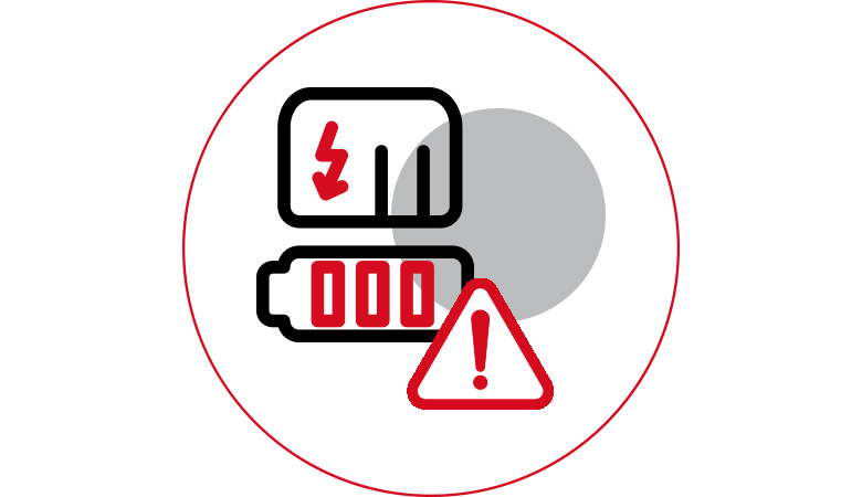 Symbol med batteri och laddare