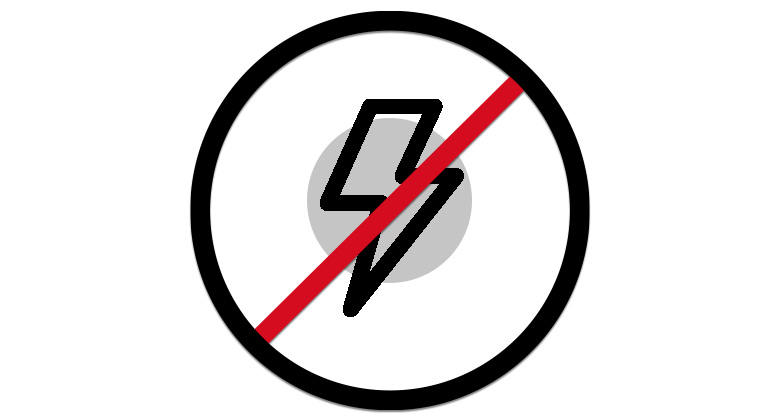 Symbol med en överkryssad blixt