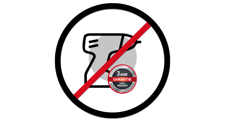 Symbol med ett verktyg med överkryssad garantiförlängning